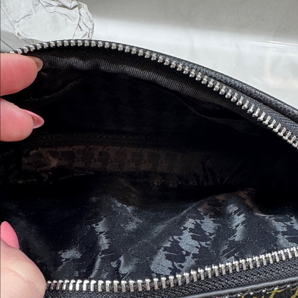 Karl Lagerfeld Black Graphic Crossbody Bag with Guitar Strap. Double Zipper - Picture 7 of 9